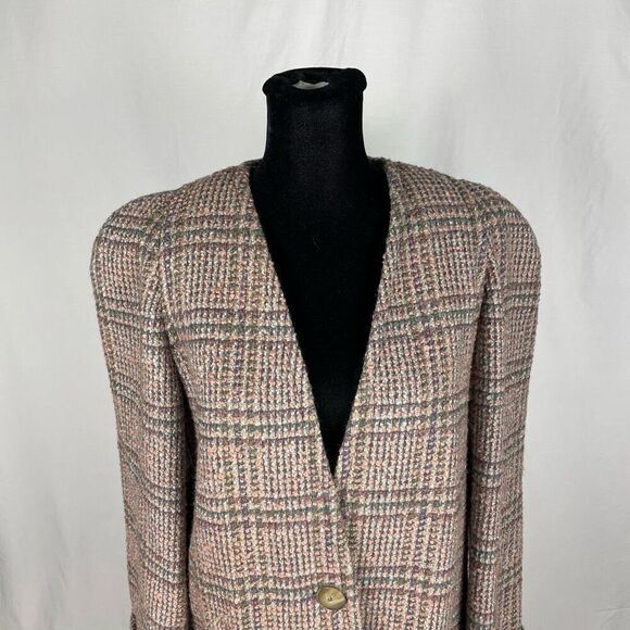 Vintage Jaeger 100% Wool Tweed Collarless Blazer - Women’s 6 - Picture 4 of 9